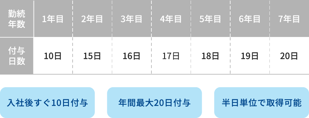 正社員の有休休暇の付与日数